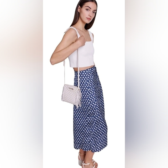 NWT Maje Clover-Print Satin-Effect Midi Skirt, EU 36 - Picture 4 of 12
